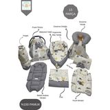 13’lü Babynest Puset Örtüsü Alt Açma Emzirme Yastığı Ana Kucağı Bebek Arabası Minderi Happy Baby Dikiş Atölyesi - Gri