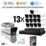 13'Lü Ip Kamera-Poeli-5Mp-Ultra Hd-4K 1920 Çözünürlük-Sesli-Gece Renkli Görüş-İnsan Ve Plaka Algılamalı Set