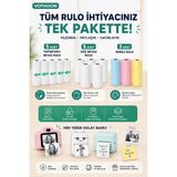 13’lü Mini Yazıcı Termal Rulo Seti Çocuk Kamera Baskı Kağıdı 5 Yapışkanlı 5 Düz Beyaz