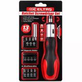 13Pcs Silikon Sap - Cr-V Cırcırlı Tornavida Bits Seti 3 Kademe - Çift Yönlü - Manyetik Uç Tutucu (2818)