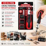 13Pcs Silikon Sap - Cr-V Cırcırlı Tornavida Bits Seti 3 Kademe - Çift Yönlü - Manyetik Uç Tutucu (5250)
