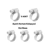 13x19mm Paslanmaz Çelik Hortum Boru Tesisat Kelepçesi 5 Adet