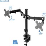 14-32 Inç Çift Kollu Monitör Standı Masaüstü Ayarlanabilir Çelik LCD LED Tv-Pc Monitör Standı - Siyah