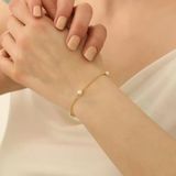 14 Ayar Altın Kaplama 925 Ayar Gümüş 5 Mm Beyaz Tatlı Su İncili Duraklı Kadın Bileklik - Cbp00119