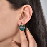 14 Ayar Altın Kaplama Gerçek ve Doğal Donut Onyx Yeşil Taşlı Halka Küpe - ES00155