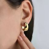 14 Ayar Altın Kaplama Kalın Halka Gümüş Küpe - Minimal Gold Klasik Kadın Küpe