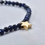 14 Ayar Altın Kaplama Lapis Lazuli Doğal Taşlı Yıldız Gümüş Bileklik