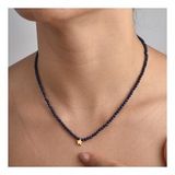 14 Ayar Altın Kaplama Lapis Lazuli Doğal Taşlı Yıldız Gümüş Kolye - NGS00112