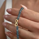 14 Ayar Altın Kaplama Neon Apatite Doğal Taşlı Sonsuzluk Gümüş Bileklik - BGS00106