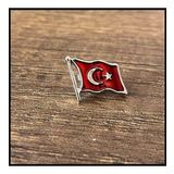 14 Ayar Altın Kaplama Türk Bayrağı Yaka Rozeti