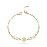 14 Ayar Altın Lucky Clover Yonca Figürlü Şans Bileklik 17-20 Cm