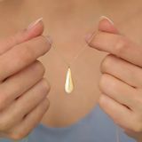 14 Ayar Altın Mikron Kaplama Damla Kolye – Minimal Parlak Gold Damla Uç Tasarım Kolye - Cn00423