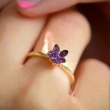 14 Ayar Altın Mor Lotus Çiçeği Yüzük
