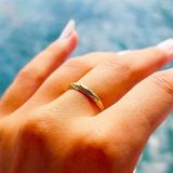 14 Ayar Altın Örgü Taşsız Minimal Evlilik Alyansı