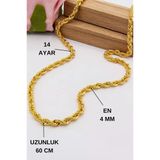 14 Ayar Altın Zincir 4 mm Halat Zincir 60 cm Uzunluk Kadın Kolye LKZNC1051