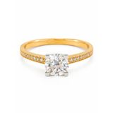 14 Ayar Beyaz Tırnaklı Sıra Taşlı Tektaş Altın Kadın Yüzük