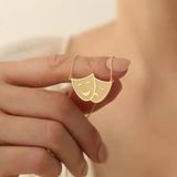 14 Ayar Mikron Kaplamalı Kazımalı Tiyatro Maske Gümüş Kolye - Cn00238