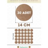 14 cm Çap 30 Adet Supla Amerikan Servis Runner MDF Duralit Magnet Altı Ahşap 3 mm (2,7 mm) Kalınlık