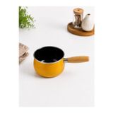 14 cm Emaye Sütlük | Ahşap Saplı Süt Cezvesi | Sosluk | 1200ML | 9 cm Derinlik | Sarı