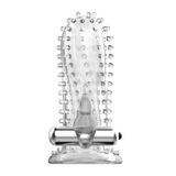 14 cm Titreşimli Şeffaf Tırtıklı Penis Kılıfı - B1057