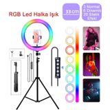 14 İnç RGB Halka Işık Ring Light + 2.1Mt Youtube Tiktok Canlı Yayın Işığı