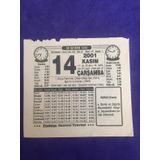 14 Kasim 2001 Takvim Yapragi - Nostalji Koleksiyonluk Takvim Yapragi B