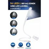 14 Led Usb Lamba Esnek 3 Kademeli Masa Lambası Bilgisayar Laptop Klavye Aydınlatma Beyaz
