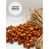 14 mm Ahşap Boncuk (50 gr 47 Adet)Geniş Delik Çapı 6 mm Makrome Çanta Bileklik Takı Renkli - Turuncu