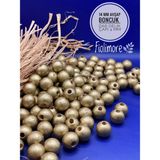14 mm Ahşap Boncuk (50 Gram 50 Adet) Dar Delik Çapı 4 mm Makrome Çanta Bileklik Takı Renkli - Altın Sarı