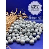 14 mm Ahşap Boncuk (50 Gram 50 Adet) Dar Delik Çapı 4 mm Makrome Çanta Bileklik Takı Renkli - Gümüş Gri