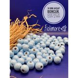 14 mm Ahşap Boncuk (50 Gram 50 Adet) Dar Delik Çapı 4 mm Makrome Çanta Bileklik Takı Renkli - Mavi