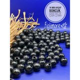14 mm Ahşap Boncuk (50 Gram 50 Adet) Dar Delik Çapı 4 mm Makrome Çanta Bileklik Takı Renkli - Siyah