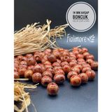 14 mm Desenli Ahşap Boncuk (50 Gram 44 Adet) Delik Çapı 4 mm Makrome Takı Bileklik Yuvarlak - Koyu Kırmızı
