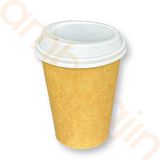 14 Oz Kahverengi Kraft Beyaz Kapaklı Baskısız Karton Sıcak Kahve Bardağı - 300 Adet