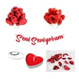 14 Şubat Sevgililer Günü 10 Mum ve Kuru Gül Yaprakları Seni Seviyorum Süsleme Seti Evlilik Teklifi-