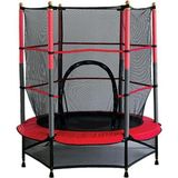 140 cm Korumalı Çocuk Trambolini (55 Inç) Fileli Trambolin - Kırmızı