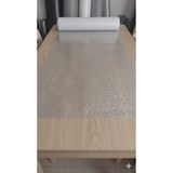 140 X 200 CM Silinebilir Lüks Masa Örtüsü Şeffaf Hasır Desen GRİ Pvc Masa Örtüsü
