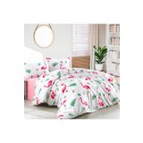 140 x 200 Yataklar İçin Çarşafı Lastikli Pamuklu Nevresim Takımı, Nevrsm_Set_140_Flamingo+Pembe_Crsf