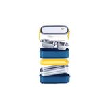1400ML Lunchbox Iki Katlı 2 Bölmeli Çelik Sefer Tası Yemek Kutusu (Lacivert-Sarı) - 0,5 x 7 cm