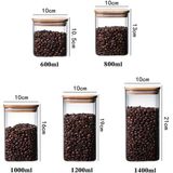 1400ML Sızdırmaz Vakumlu Bambu Kapaklı Borosilikat Cam Kavanoz – Hava Geçirmez & Dayanıklı Gıda Saklama Kabı (10CM x 21CM) - standart