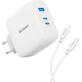 140W Gan 3 Portlu Usb-C + Usb-A Şarj Aleti Qc5.0 Pd3.1 Iphone, Ipad, Samsung, Xiaomi, Notebook, Macbook Air Uyumlu Hızlı Şarj Cihazı + 2 Metre Type-C Kablosu - 1 cm - 00-Siyah - Beyaz