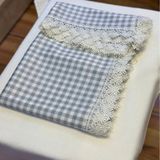 140x170 Raşel Leke Tutmaz Güpürlü Masa/Sofra örtüsü ekose gri BHT008
