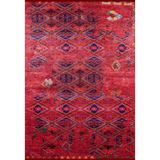 140x200 cm Yeysk Kırmızı Madalyon Yün El Dokuma Modern Geometrik Etnik Eskitme Desenli Boho Oturma Odası Salon Yolluk Koridor Mutfak Halısı