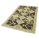 140x231 cm Taşpınar Bej Klasik Yün El Dokuma Modern Geometrik Etnik Eskitme Desenli Boho Oturma Odası Salon Yolluk Koridor Mutfak Halısı