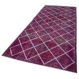 140x366 cm Geometrik Halı Mor Geometrik Yün El Dokuma Modern Geometrik Etnik Eskitme Desenli Boho Oturma Odası Salon Yolluk Koridor Mutfak Halısı