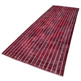 140x396 cm Geometrik Halı Kırmızı Geometrik Yün El Dokuma Modern Geometrik Etnik Eskitme Desenli Boho Oturma Odası Salon Yolluk Koridor Mutfak Halısı
