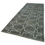 140x408 cm Geometrik Halı Gri Geometrik Yün El Dokuma Modern Geometrik Etnik Eskitme Desenli Boho Oturma Odası Salon Yolluk Koridor Mutfak Halısı