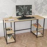 140X50 Cm Metal Çalışma Bilgisayar Ofis Masası Kitaplıklı Meşe