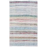 141x234 cm Girit Beyaz Çizgili Yün El Dokuma Modern Geometrik Etnik Eskitme Desenli Boho Oturma Odası Salon Yolluk Koridor Mutfak Halısı