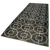 141x306 cm Geometrik Halı Siyah Geometrik Yün El Dokuma Modern Geometrik Etnik Eskitme Desenli Boho Oturma Odası Salon Yolluk Koridor Mutfak Halısı